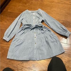 Simply Southern Blue Long Sleeve Button Up Tiered Dress Size Small NEW